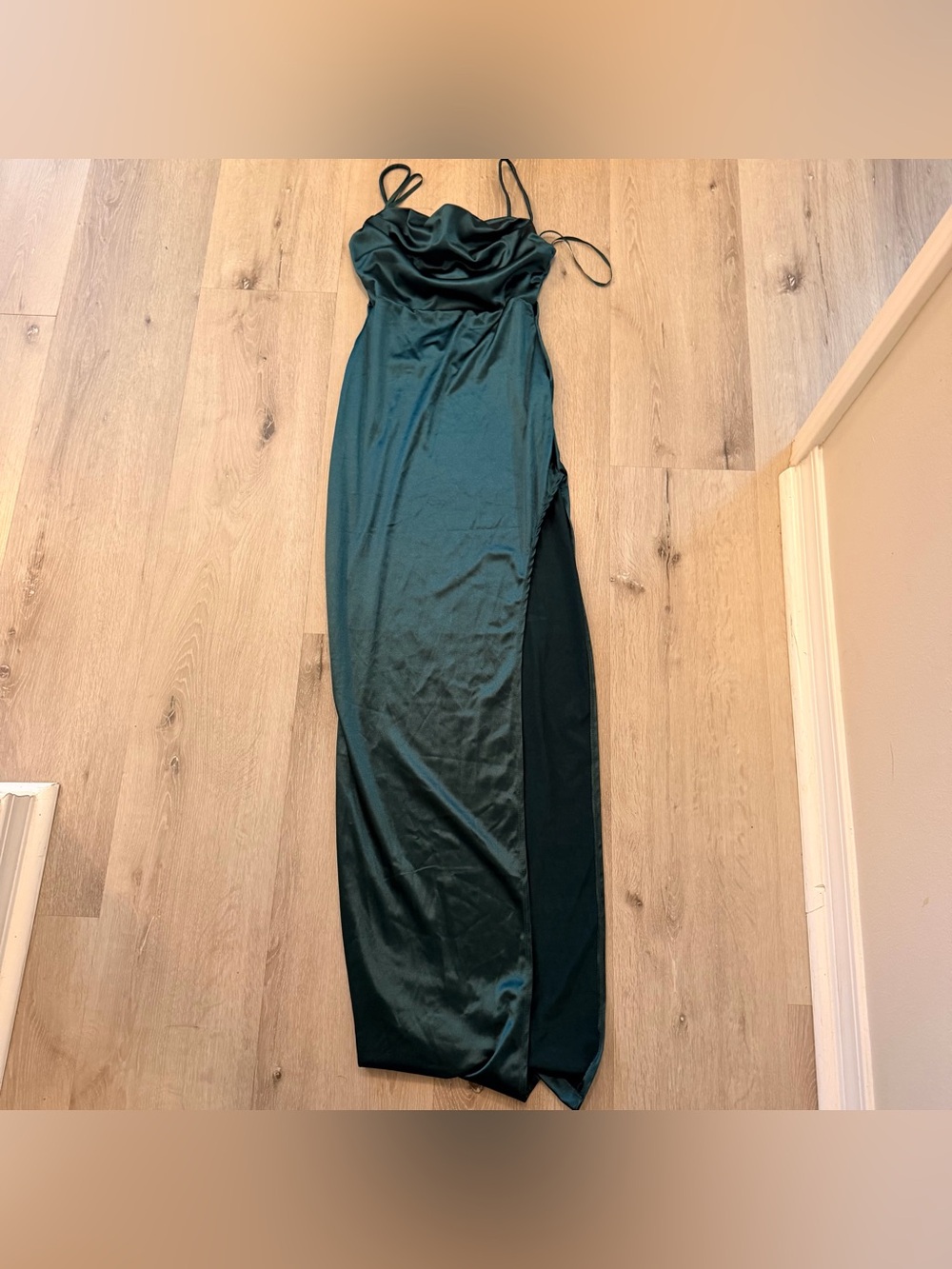 NWT Windsor Hunter Green Satin Spaghetti Strap Dress Size M